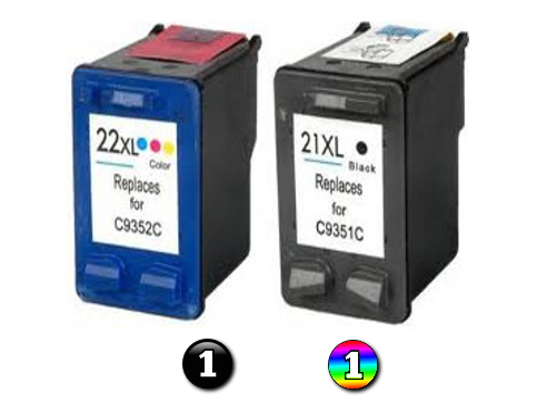 (image for) 2 Pack Combo Compatible HP21XL/HP22XL (1BK/1COL) ink cartridges